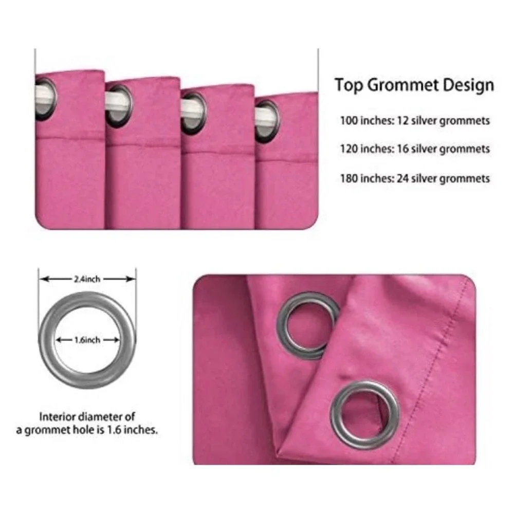 Pink Room Divider 1 Panel Black Out Curtain, 10ft x‎ 9ft